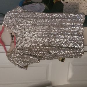 Glittery stretchy white-gold blouse, XL